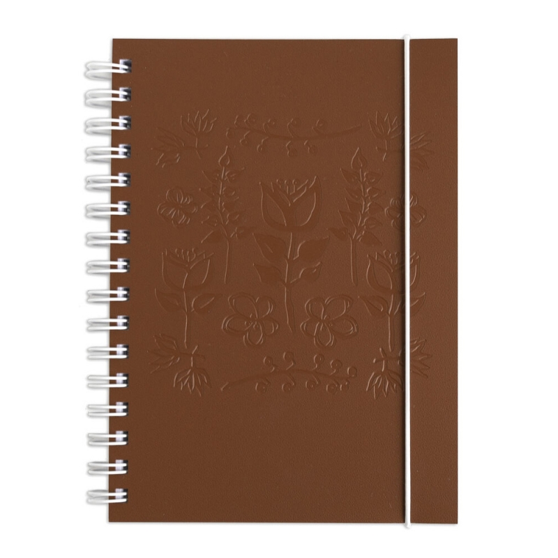Magical Garden A5 notebook, recycled leather / brown
