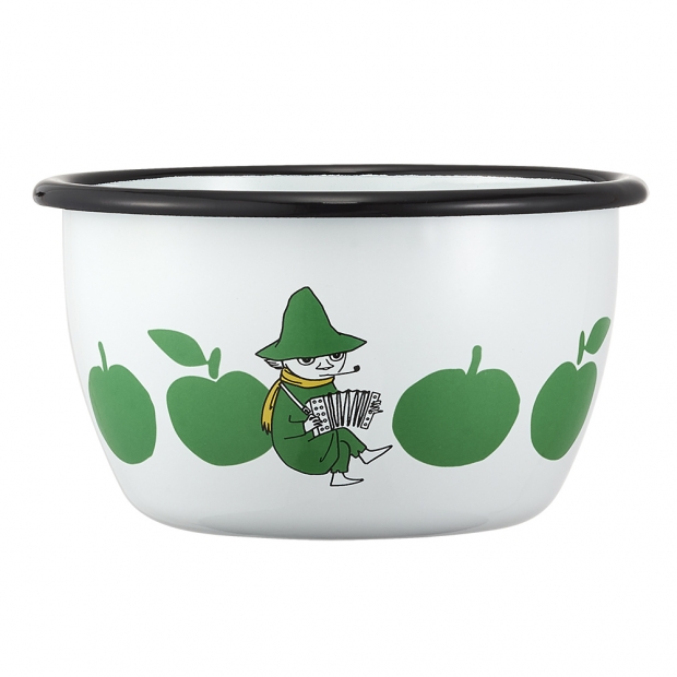 Moomin Joyful Apples bowl 0.6l, enamel / white-green