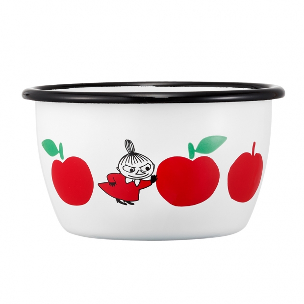 Miska Moomin Joyful Apples 0,3l, smalt / bielo-červená
