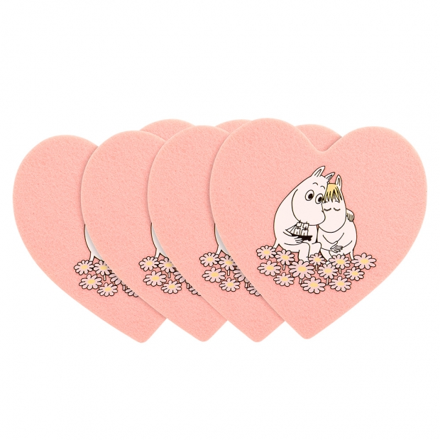 Moomin coaster set Together, 4 pcs / pink