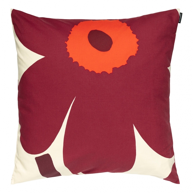 Pieni Unikko pillowcase 50x50, vanilla-burgundy