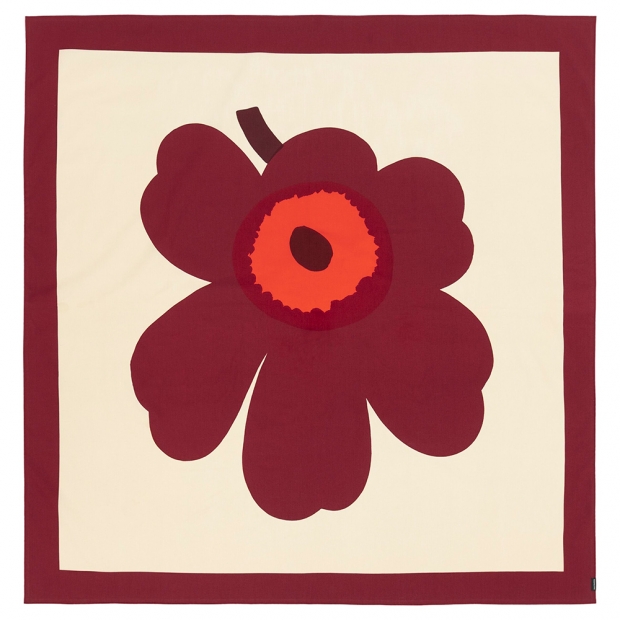 Ubrus Unikko 140x140cm, vanilka-burgundy