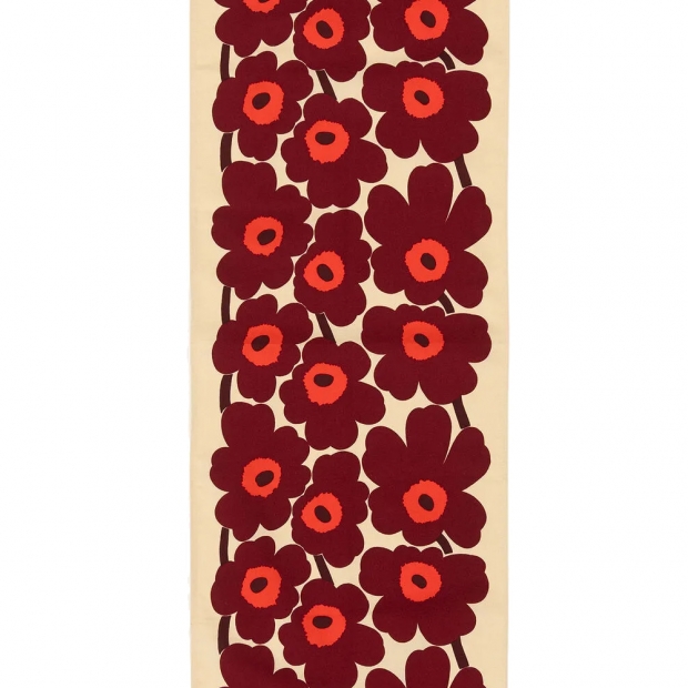 Runner Unikko 43x150, vanilla, wine red