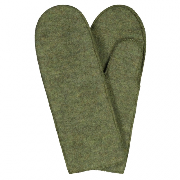 Merino mittens, fleece / green moss