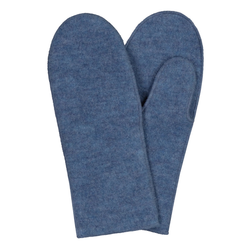 Merino mittens, fleece / sky blue