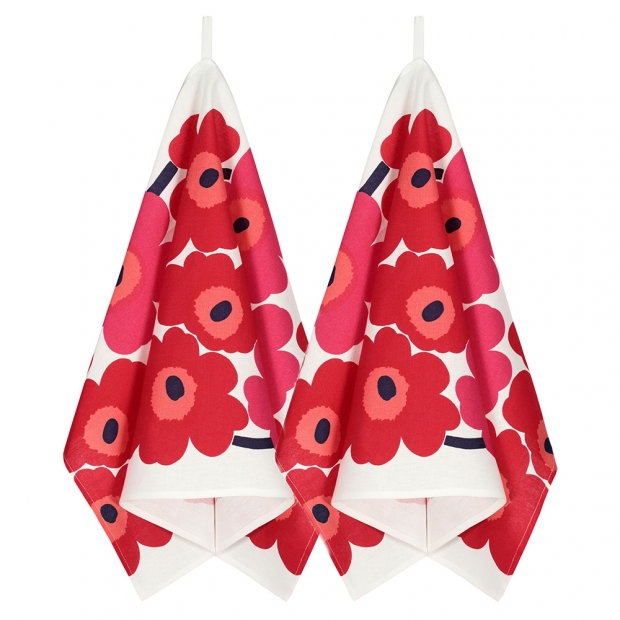 Utěrka Unikko 47x70cm, 2ks, červená