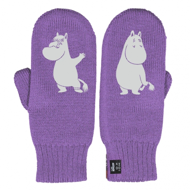 Merino mittens Moomin in love, lilac