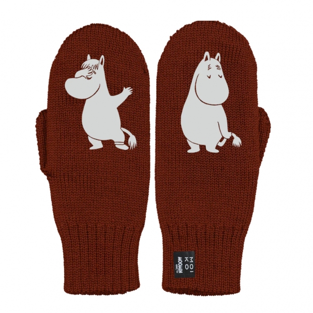 Merino palčiaky Moomin in love, terakotové