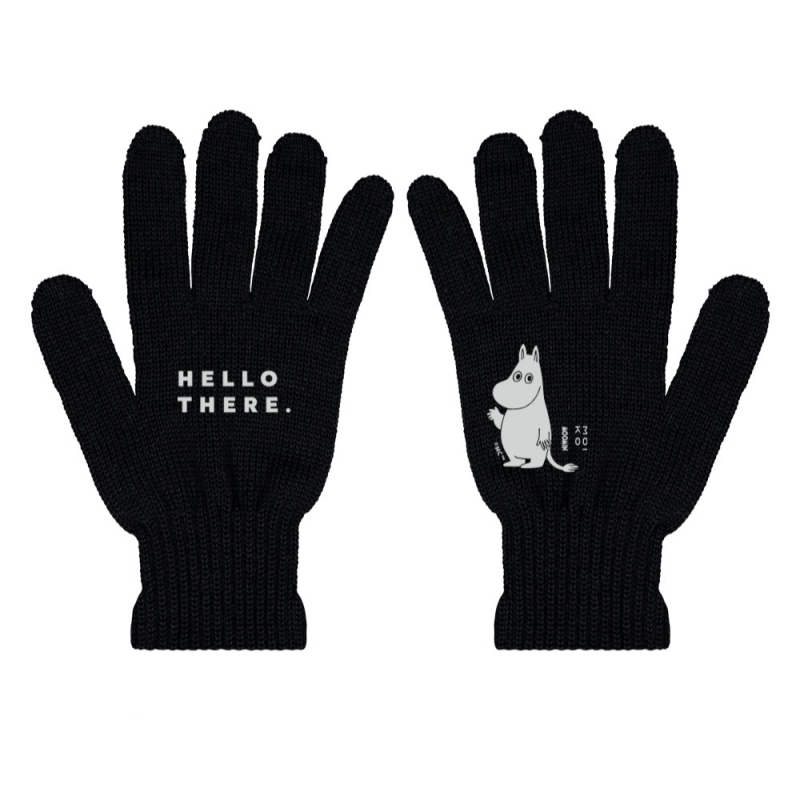 Merino gloves Moomin Hello there, black / reflective