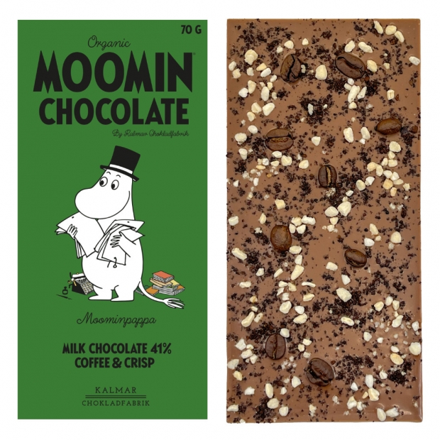 Organic chocolate Moominpappa 41% / coffee and crunch