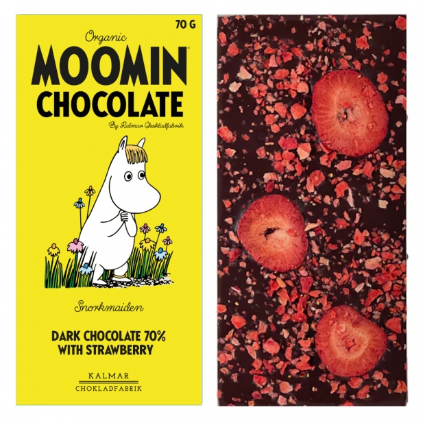 Organic chocolate Snorkmaiden 70% / strawberries