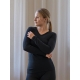 Women's silk and merino wool T-shirt, long sleeve / black