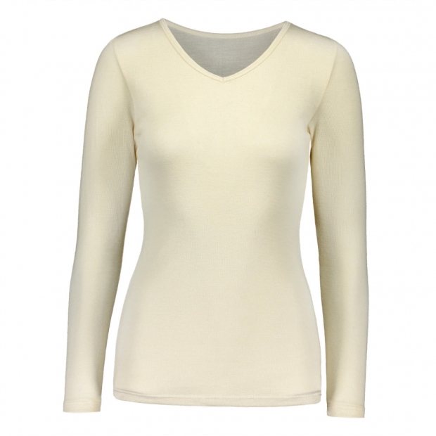 Dámské tričko z hedvábí a merino vlny, dlouhý rukáv / bílé