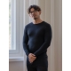 Tričko z hedvábí a merino vlny, dlouhý rukáv / černé
