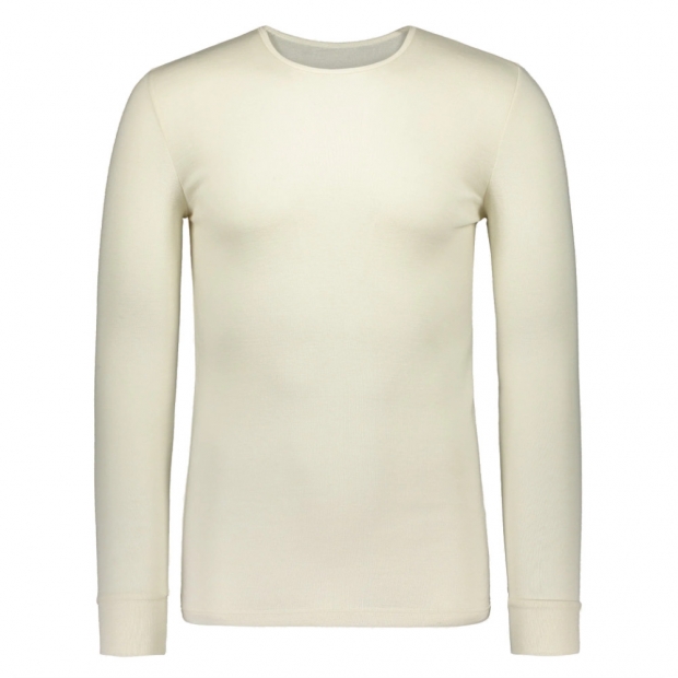 Silk and merino wool T-shirt, long sleeve / white