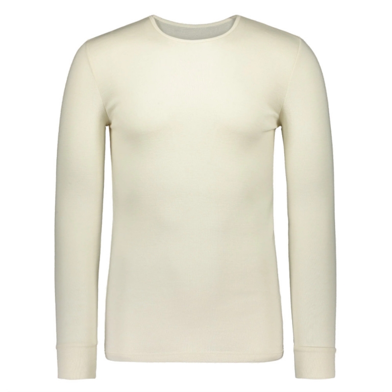 Silk and merino wool T-shirt, long sleeve / white