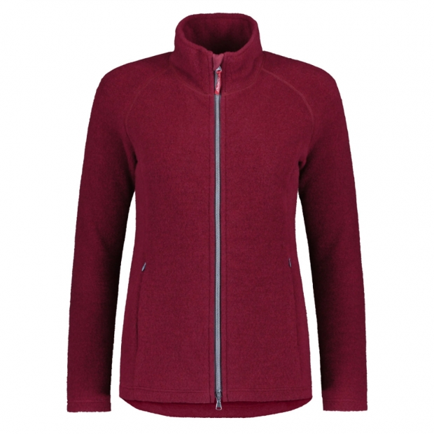 Dámská merino bunda, fleece / červená cranberry