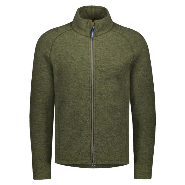 Pánská merino bunda, fleece / zelená moss