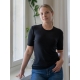 Silk and merino wool T-shirt, short sleeve / black