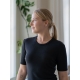 Silk and merino wool T-shirt, short sleeve / black