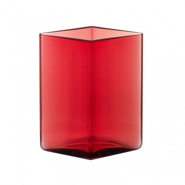 Ruutu vase 11.5x14, cranberry