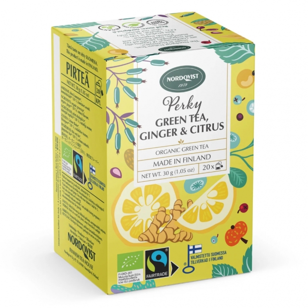 Bio zelený čaj Perky Ginger & Citrus, 20 sáčků