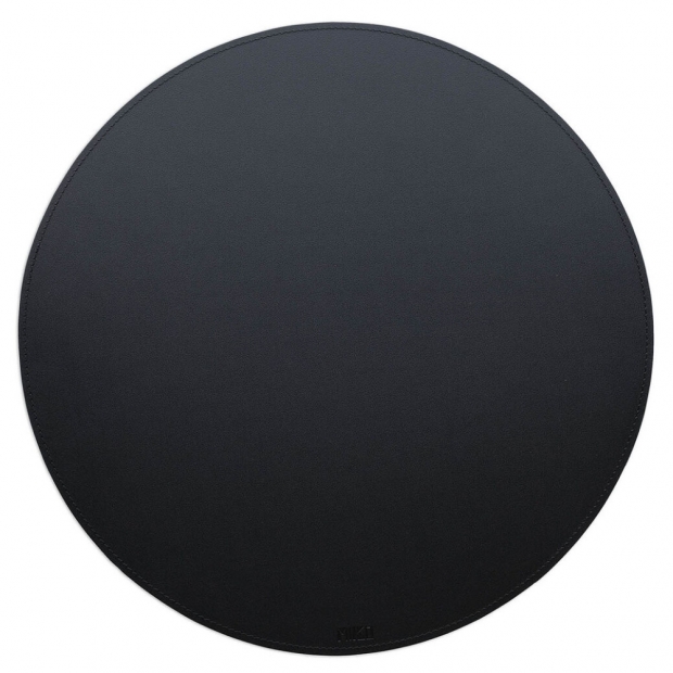 Round placemat, recycled leather / black