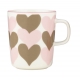 Oiva Sydämet mug set 0.25l, 2pcs / pink-beige