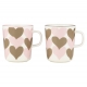Oiva Sydämet mug set 0.25l, 2pcs / pink-beige