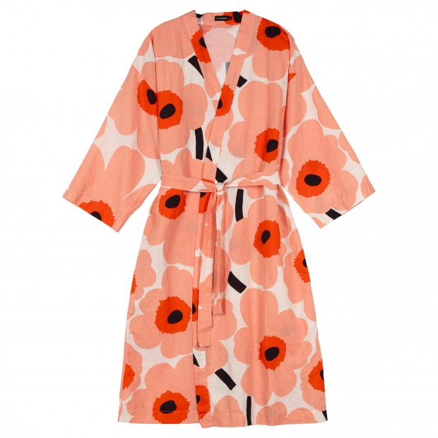Unikko bathrobe, coral-red
