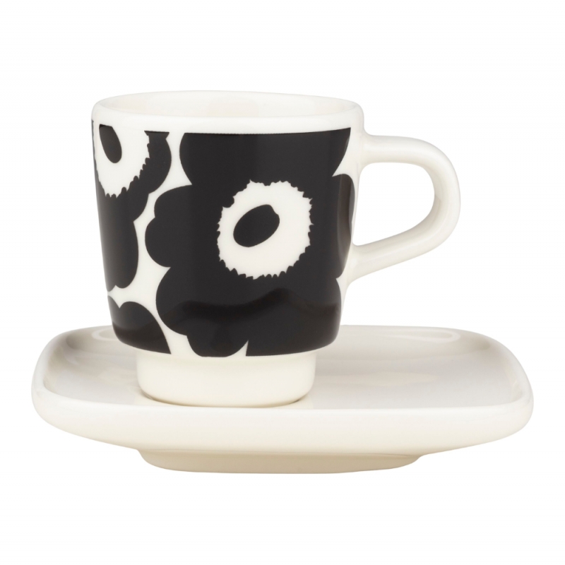 Espresso cup with saucer Oiva Unikko 0.05l, black