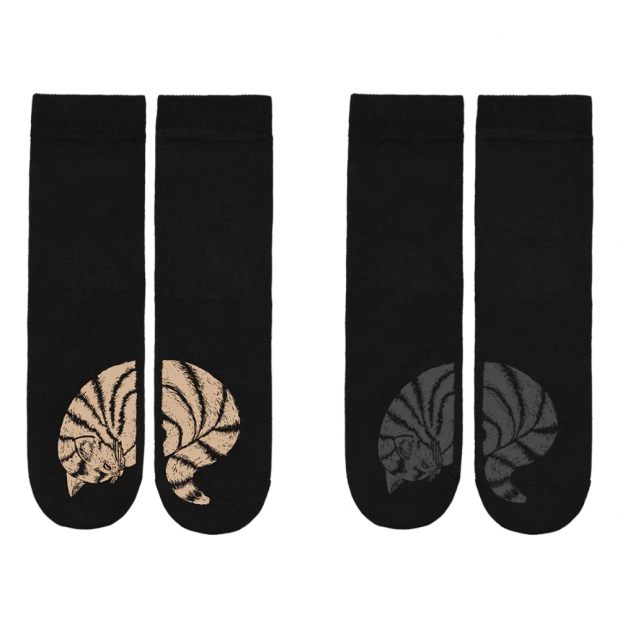 Katti socks, 2 pairs / black & bronze