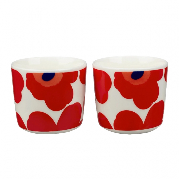 Mug Oiva Unikko 0.2l, 2pcs, red-white / without handle