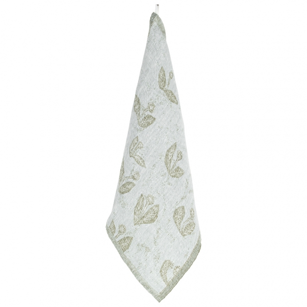 Linen tea towel / napkin Kesäkukka 46x46, jade-olive