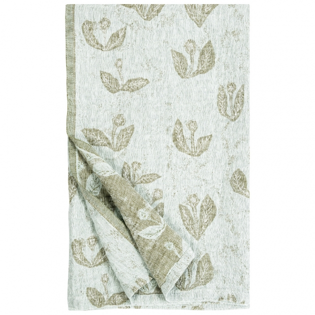 Linen blanket / tablecloth Kesäkukka 145x180, jade-olive