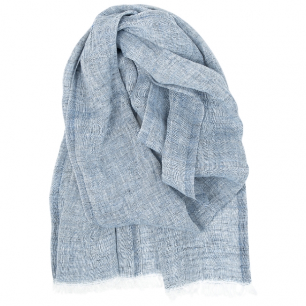 Linen scarf Lempi, melange blue