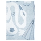 Linen blanket Kaksin 145x200, white-blue