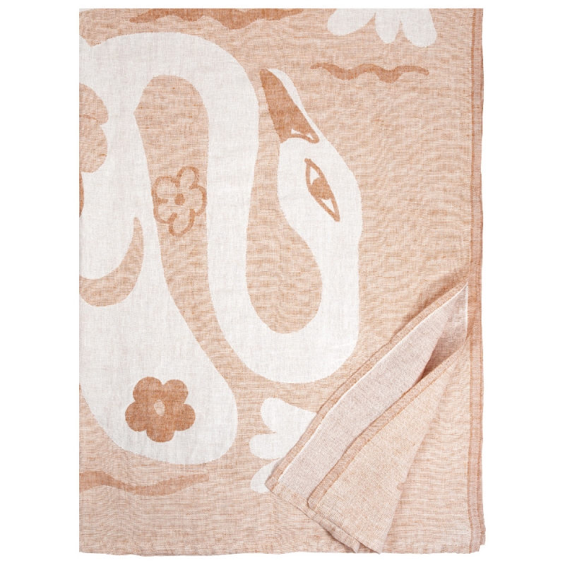 Linen blanket Kaksin 145x200, white-cinnamon
