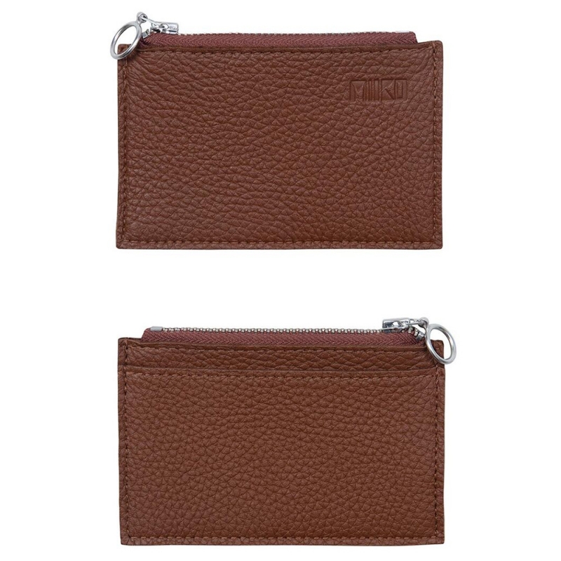 Card wallet, brown-silver