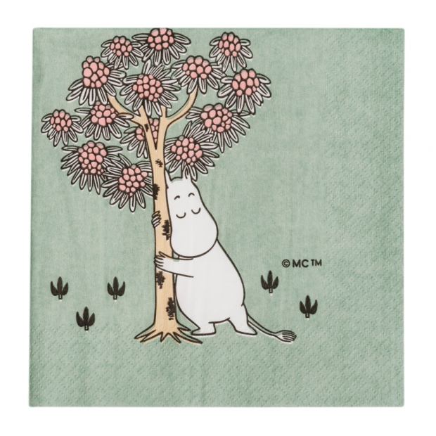 Moomin Loving Care napkins 33x33cm, 20pcs / green