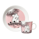 Set hrnku a talíře Moomin Love, růžový / 30. výročí