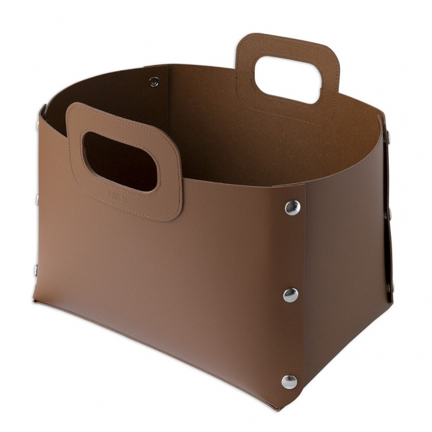 Kätkö storage basket, leather / brown