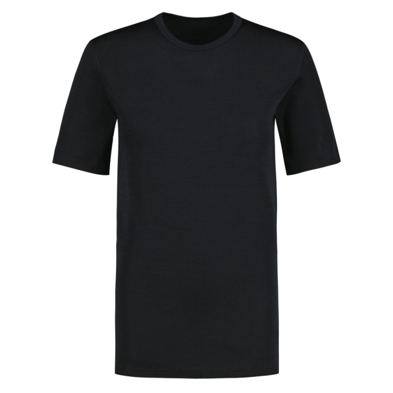 Merino wool T-shirt, short sleeve / black