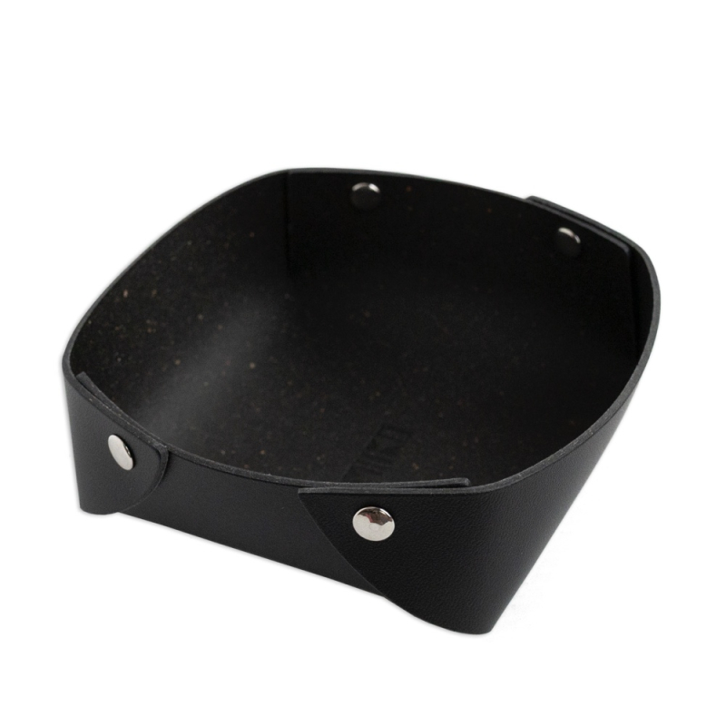 Rove genuine leather storage tray, small / black
