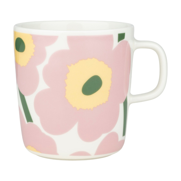 Oiva Unikko mug 0.4l, white-pink-yellow
