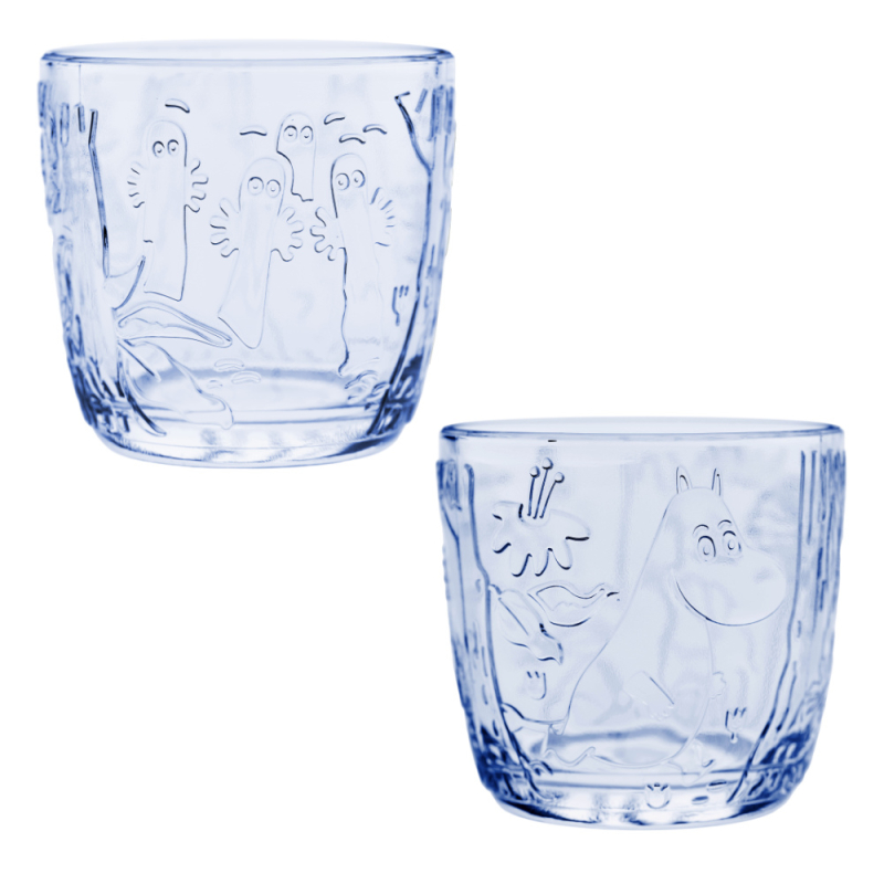 Moomin glass 0.28l, 2pcs / aqua blue