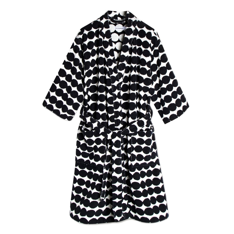 Räsymatto bathrobe, black and white
